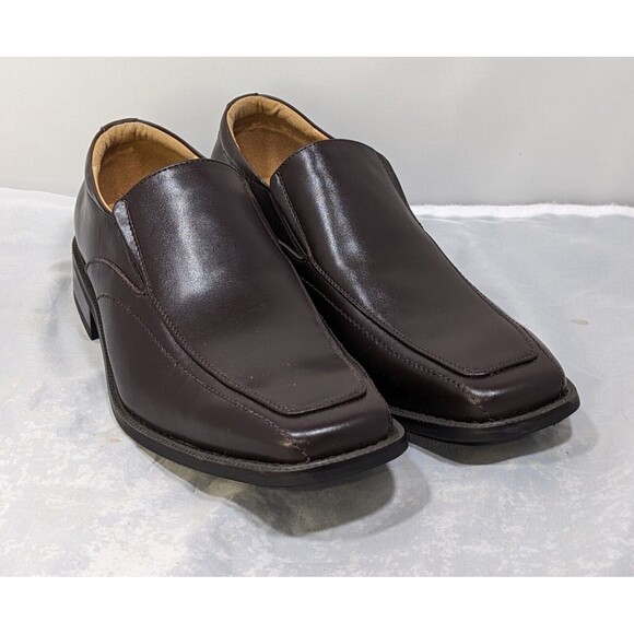Mens 11 M Zengara Dark Brown slip on Designer Cuban Heel Loafers Square Toe - Picture 1 of 9